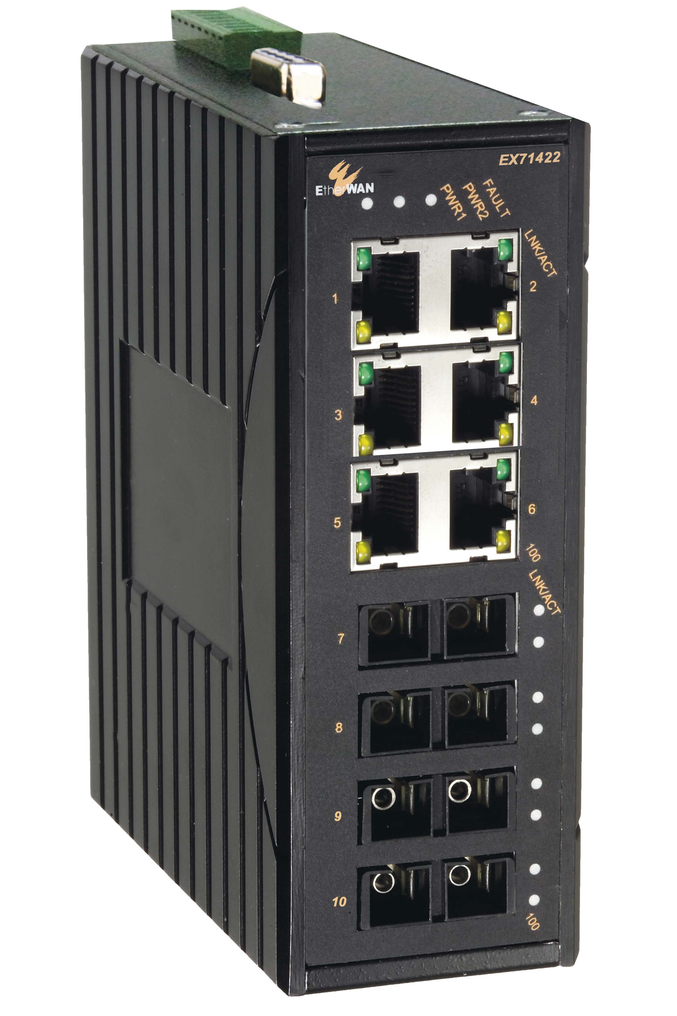 Компактный коммутатор Fast+Gigabit Ethernet с широким температурным диапазоном